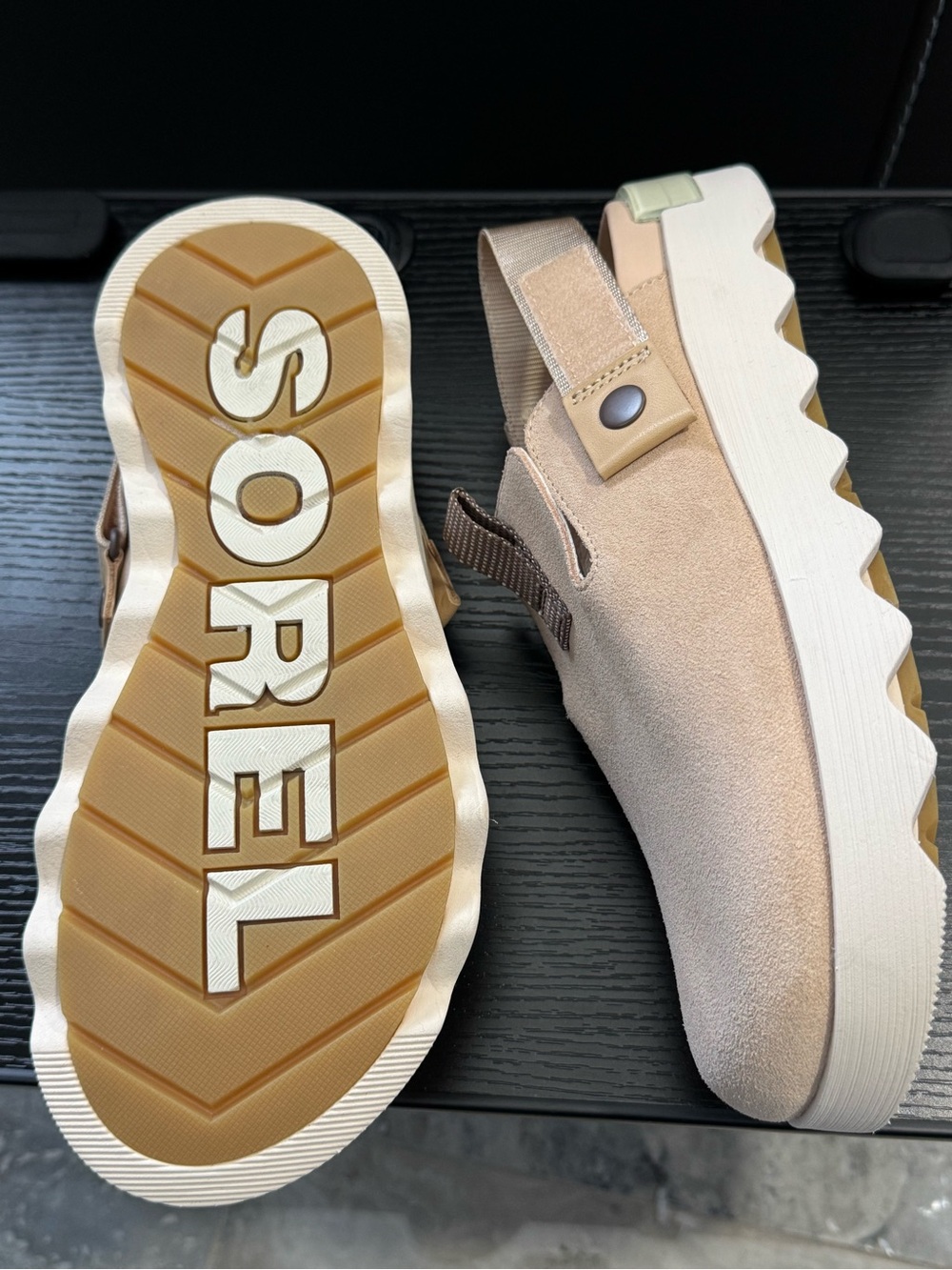 Sorel Taupe Suede Slingback Clog Mule with Contrasting Gum Sole - Picture 1 of 5